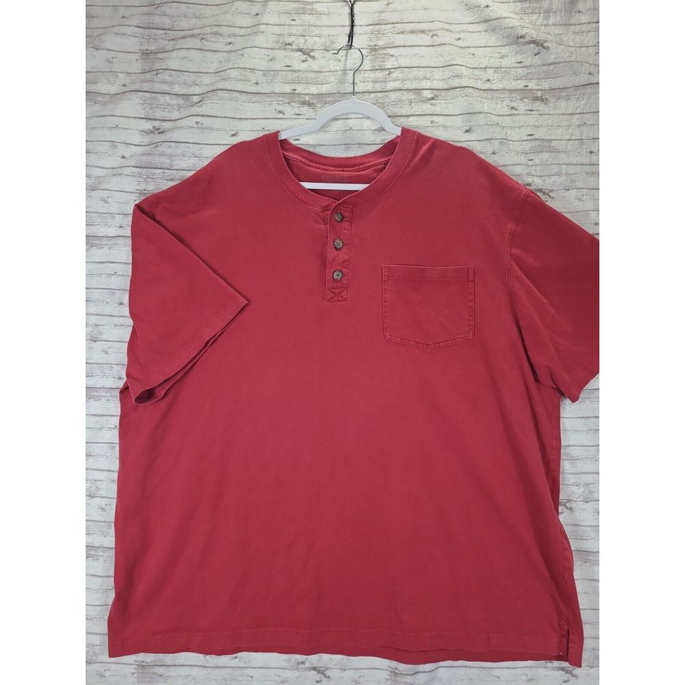 Duluth Trading Men's 2XL Longtail Red Henley‎ Pocket